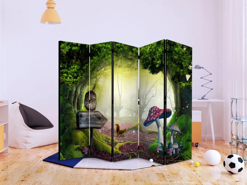 Parawan 5-częściowy - Sowi zakątek II [Room Dividers]