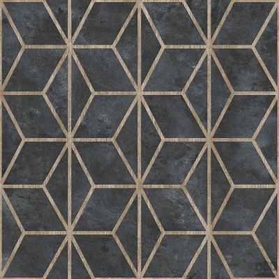 Czarna tapeta z drewnianym geometrycznym zdobieniem