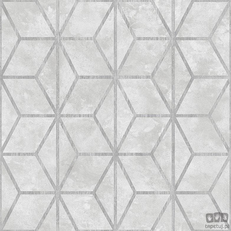 Szara tapeta z drewnianym geometrycznym zdobieniem