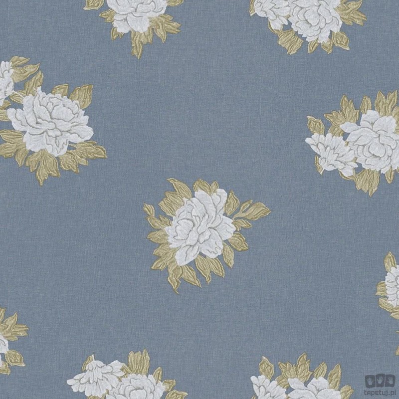 Niebieska tapeta z motywem kwiatów