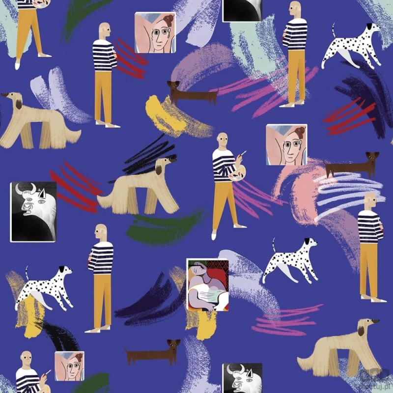 Fioletowa tapeta z motywem Picasso