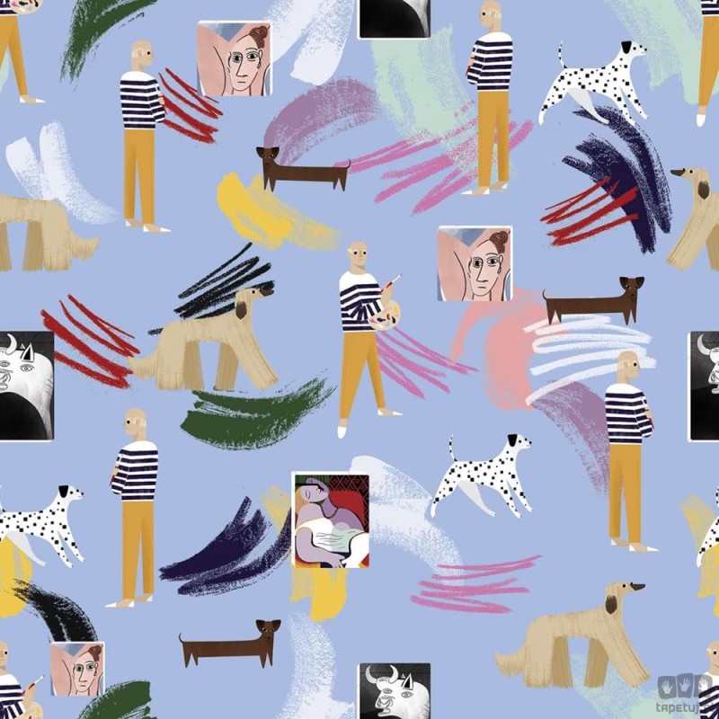 Fioletowa tapeta z motywem Picasso