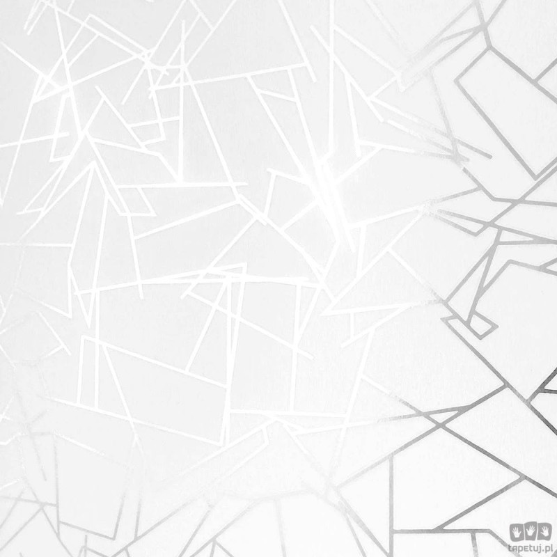 Biała tapeta z geometrycznym srebrnym wzorem