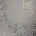 Tapeta w odcieniu szarego z geometrycznym złotym wzorem