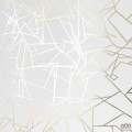 Tapeta w odcieniu bieli z geometrycznym złotym wzorem