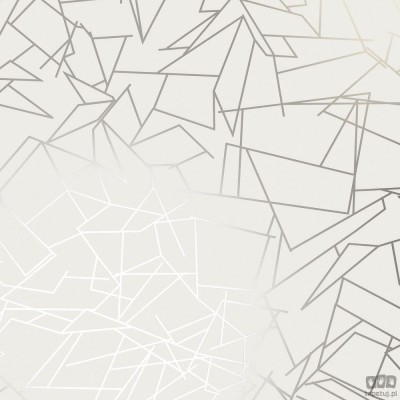 Tapeta w odcieniu kremowego z geometrycznym srebrnym wzorem