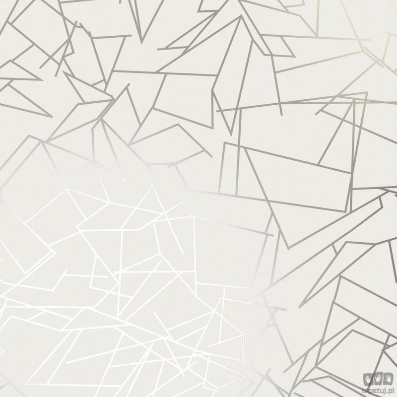Tapeta w odcieniu kremowego z geometrycznym srebrnym wzorem