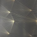 Szara tapeta z złotym abstrakcyjnym linearnym wzorem