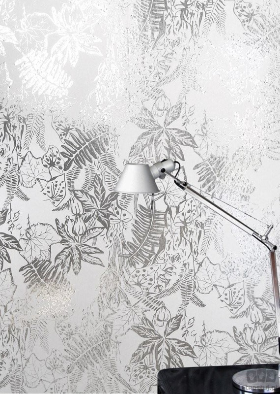 Hothouse silver / white tapeta ścienna Erica Wakerly