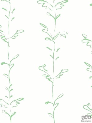 Biała tapeta z linearnym zielonym wzorem