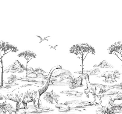 Fototapeta do pokoju chłopca z motywem dinozaurów