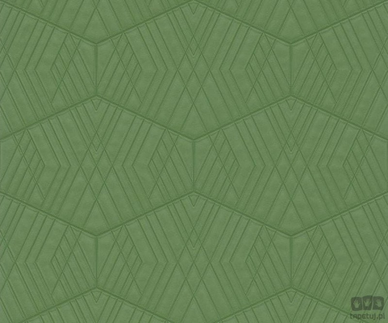 Tapeta w odcieniu zieleni z linearnym geometrycznym wzorem