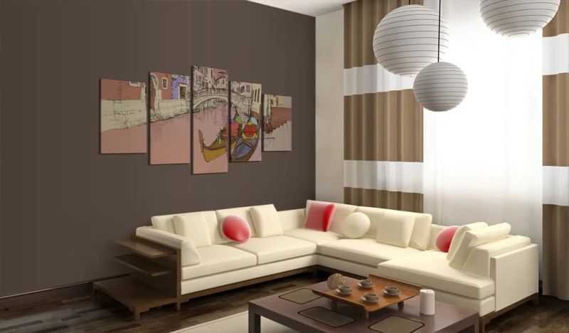 Obraz - Romantic gondolas - 5 pieces
