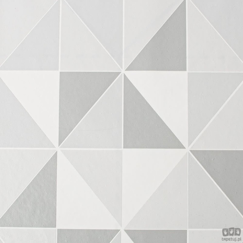 Biało-szara tapeta z geometrycznym motywem 3D