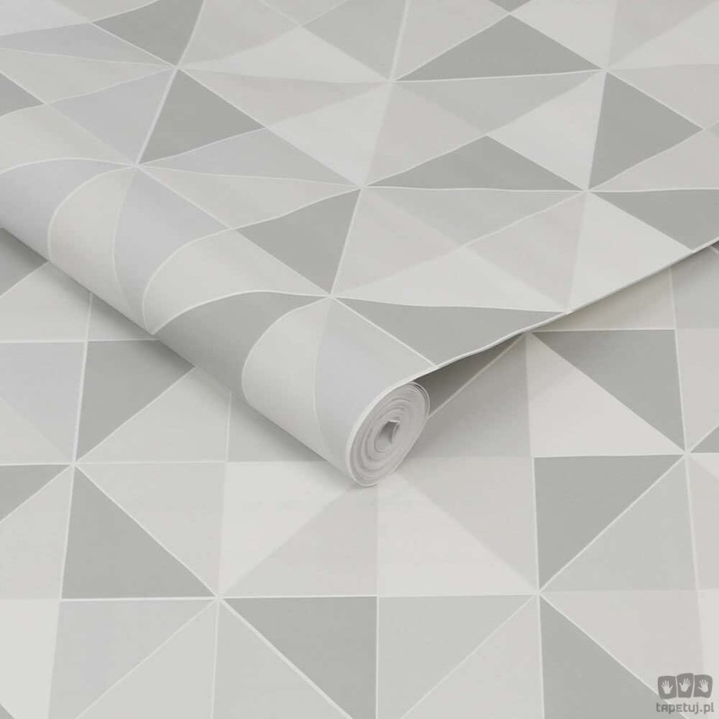 Biało-szara tapeta z geometrycznym motywem 3D