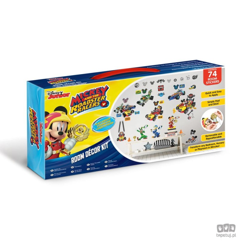 Zestaw naklejek do dekoracji pokoju Disney Myszka Miki Roadster Racer 45613