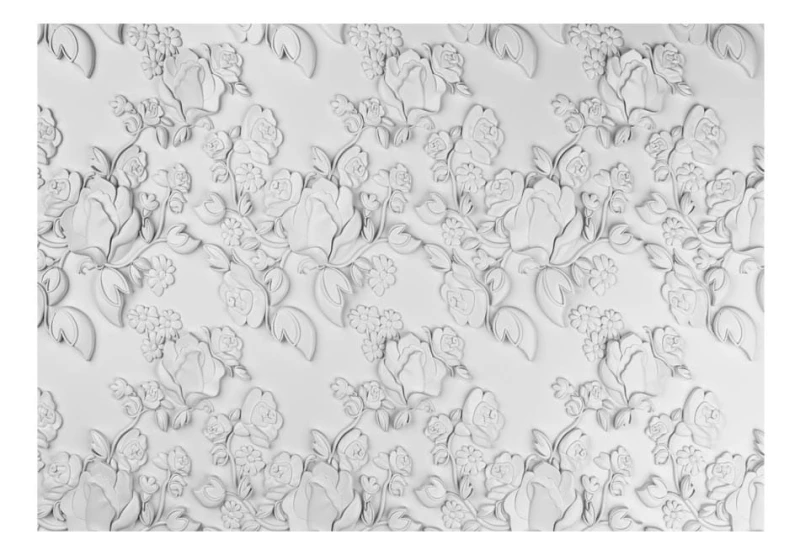 Fototapeta - Biały ornament: róże