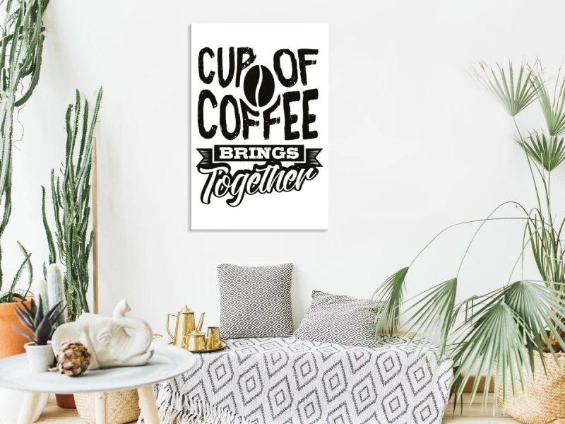 Obraz - Cup of coffee brings together (1-częściowy) pionowy