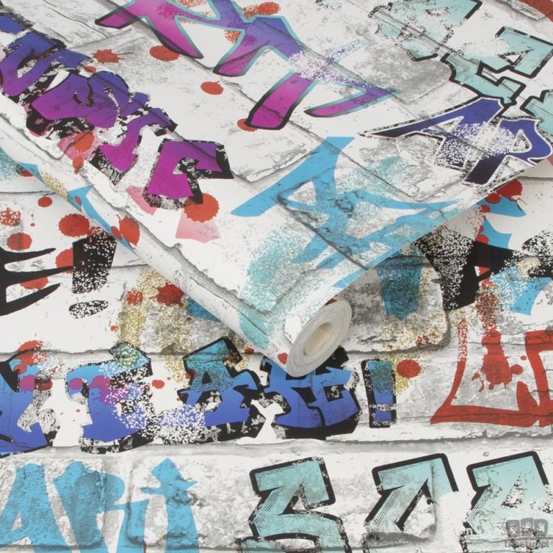 Tapeta papierowa z motywem graffiti w amerykańskim stylu