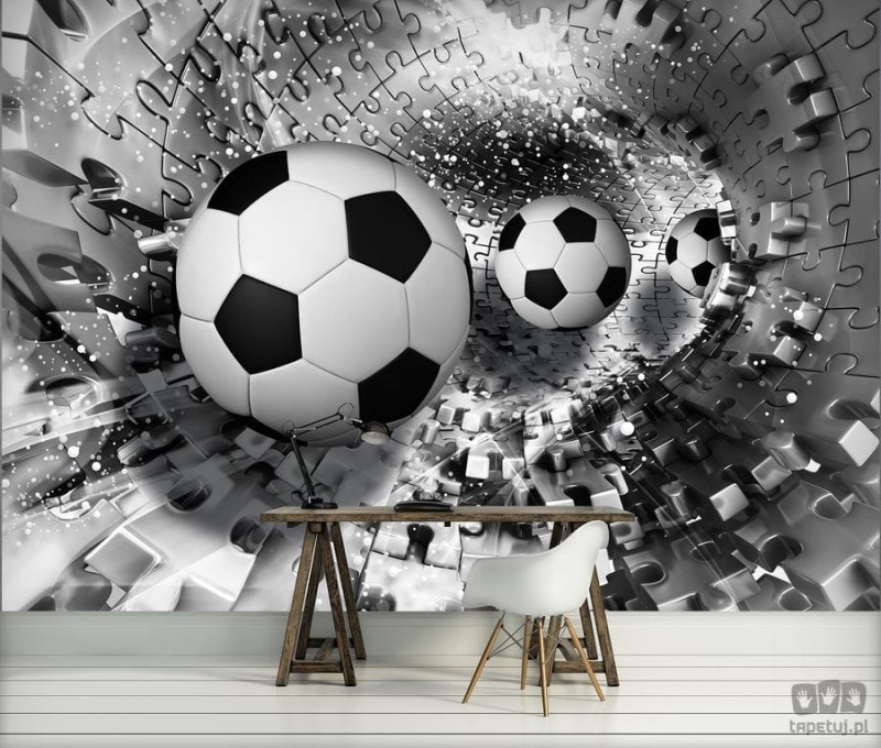 Fototapeta Piłki nożne w tunelu 3D
