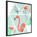 Plakat - Tropikalna mozaika z flamingami (kwadratowy)