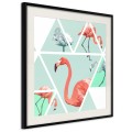 Plakat - Tropikalna mozaika z flamingami (kwadratowy)