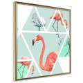 Plakat - Tropikalna mozaika z flamingami (kwadratowy)