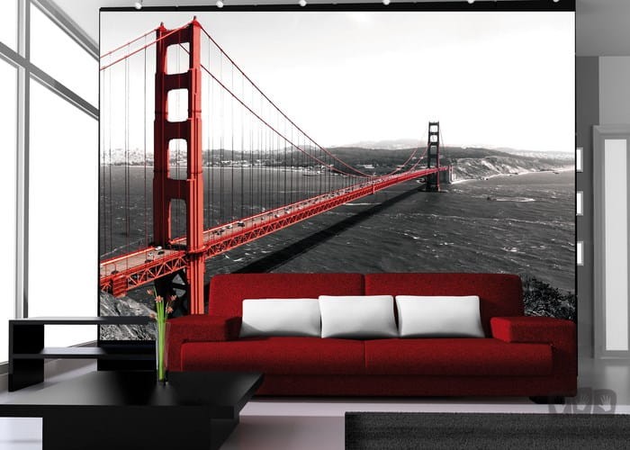 Fototapeta czarno-biała w czerwony most Golden Gate Bridge