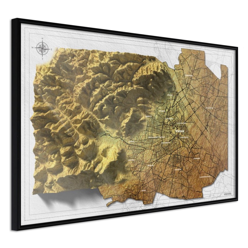 Plakat - Mapa reliefowa: Wiedeń