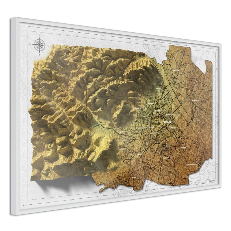 Plakat - Mapa reliefowa: Wiedeń