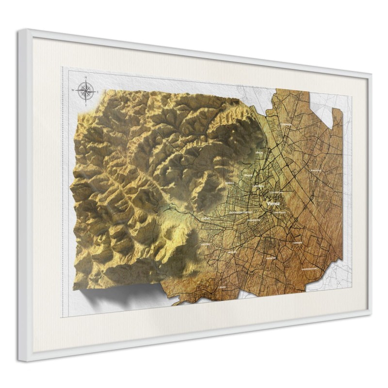 Plakat - Mapa reliefowa: Wiedeń