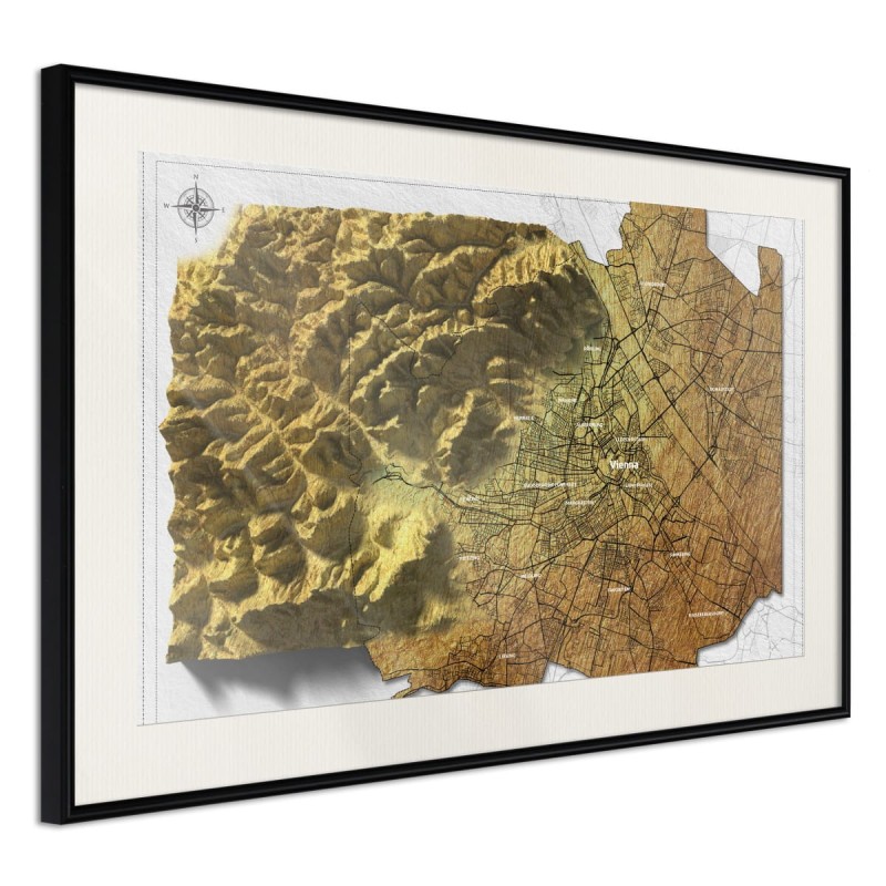 Plakat - Mapa reliefowa: Wiedeń