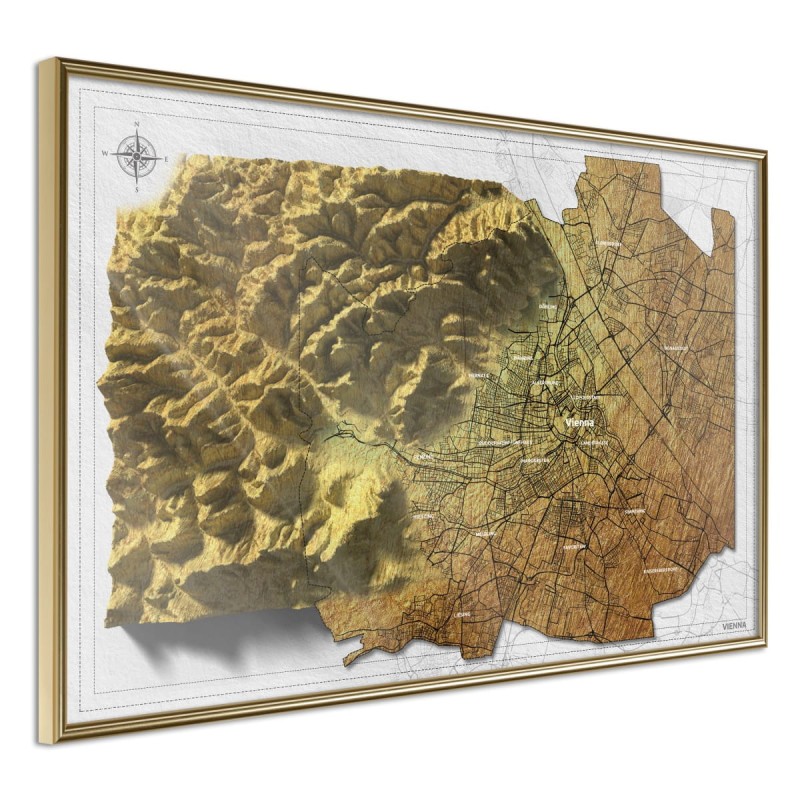 Plakat - Mapa reliefowa: Wiedeń