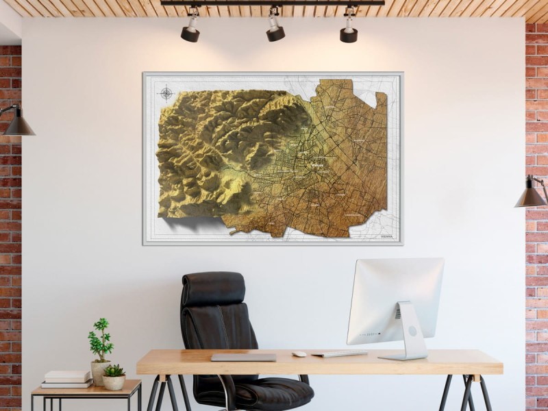 Plakat - Mapa reliefowa: Wiedeń