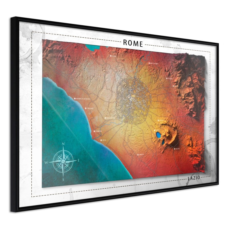 Plakat - Mapa reliefowa: Rzym