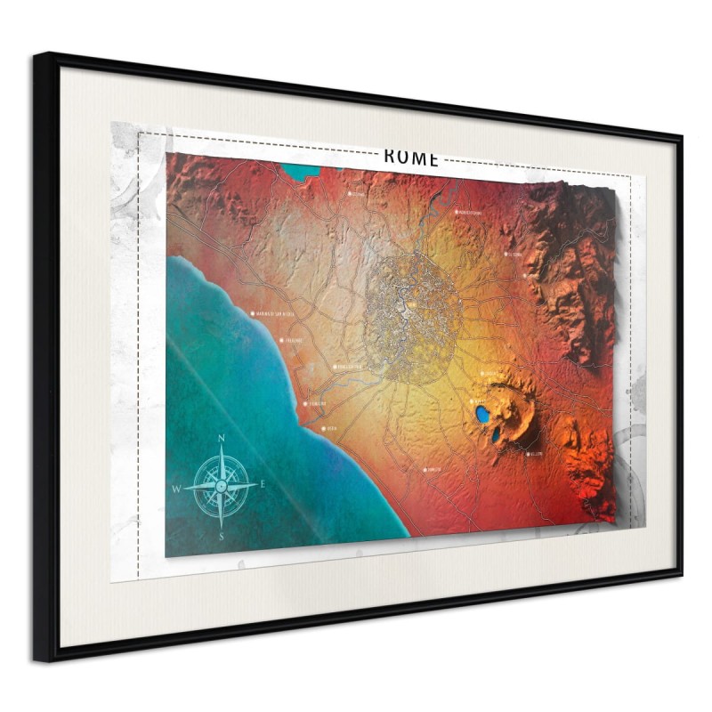 Plakat - Mapa reliefowa: Rzym