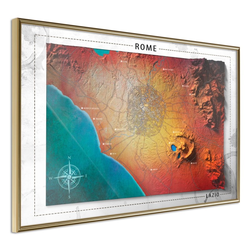 Plakat - Mapa reliefowa: Rzym