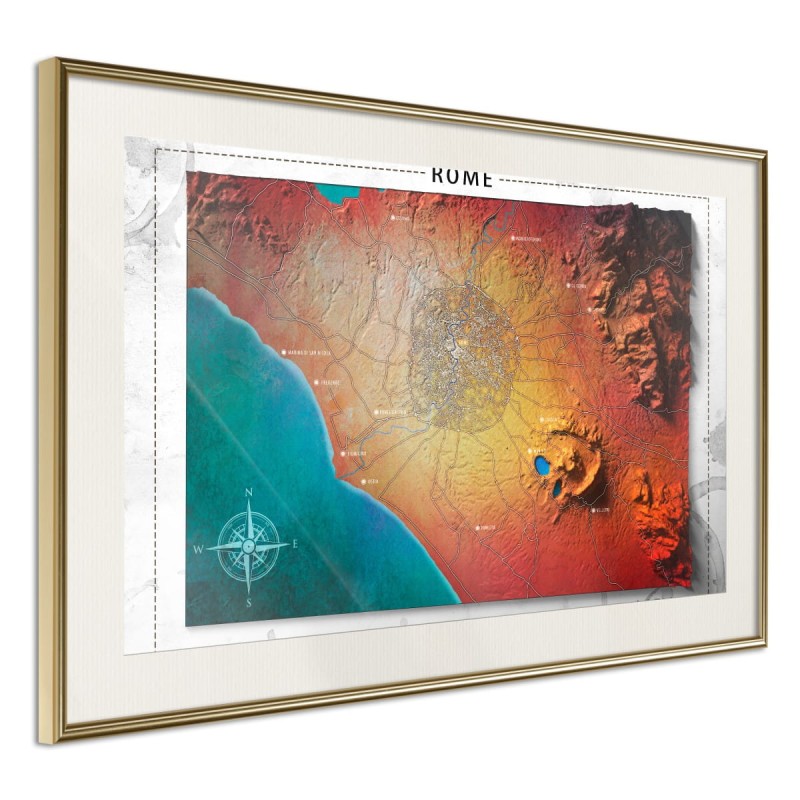 Plakat - Mapa reliefowa: Rzym