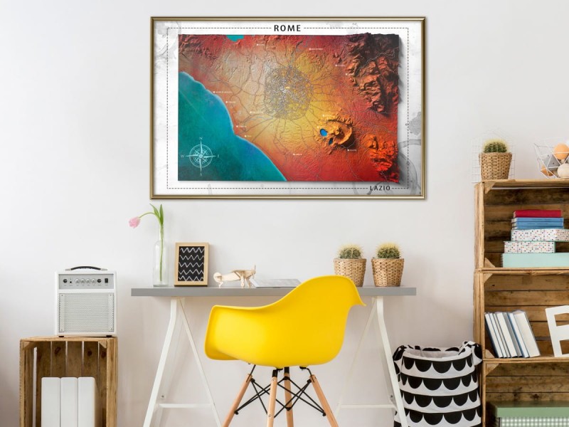 Plakat - Mapa reliefowa: Rzym