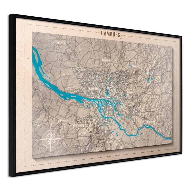 Plakat - Mapa reliefowa: Hamburg
