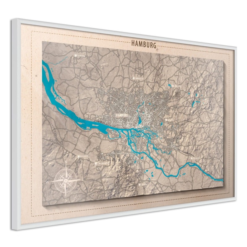 Plakat - Mapa reliefowa: Hamburg