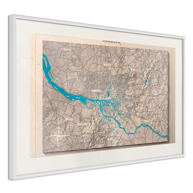 Plakat - Mapa reliefowa: Hamburg