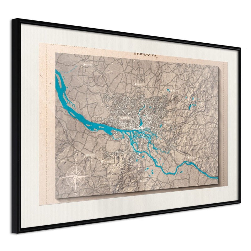 Plakat - Mapa reliefowa: Hamburg