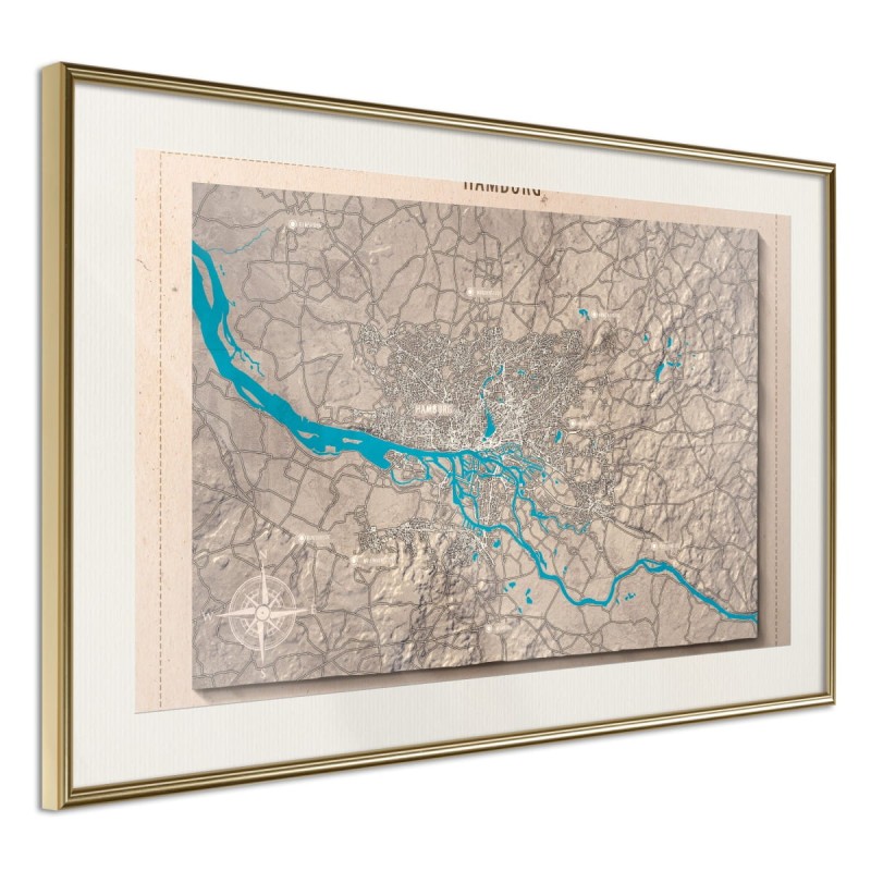 Plakat - Mapa reliefowa: Hamburg