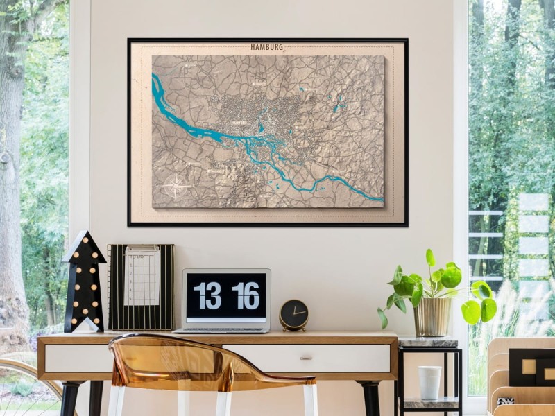 Plakat - Mapa reliefowa: Hamburg
