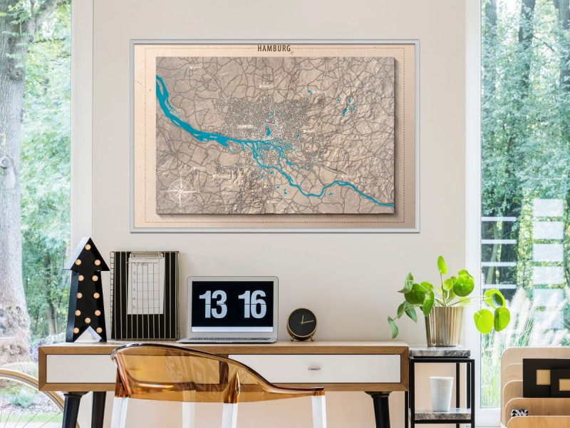 Plakat - Mapa reliefowa: Hamburg