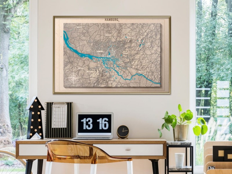 Plakat - Mapa reliefowa: Hamburg