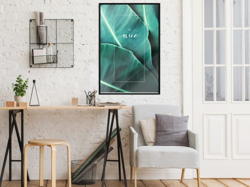 Plakat - Liście bananowca z przesłaniem (zielony)