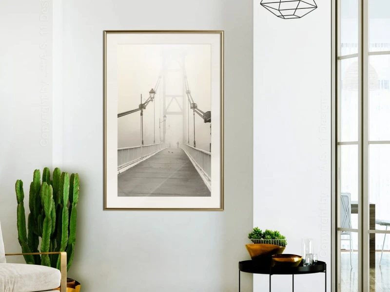 Plakat - Most niknący we mgle