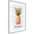 Plakat - Ananas na pasiastym tle